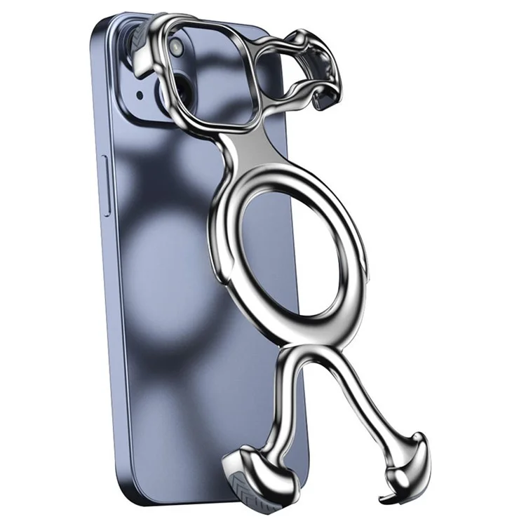Für iPhone 15 Magnetisches Bumper-Case, harte PC-Randlose Slim Phone Cover - Matt Silber