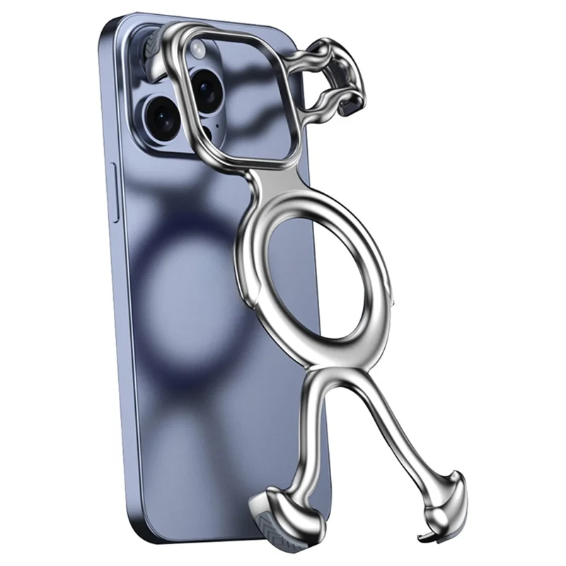 For iPhone 13 Pro Max Frameless Case Compatible with MagSafe Hard PC Electroplating Bumper Cover - Matte Silver