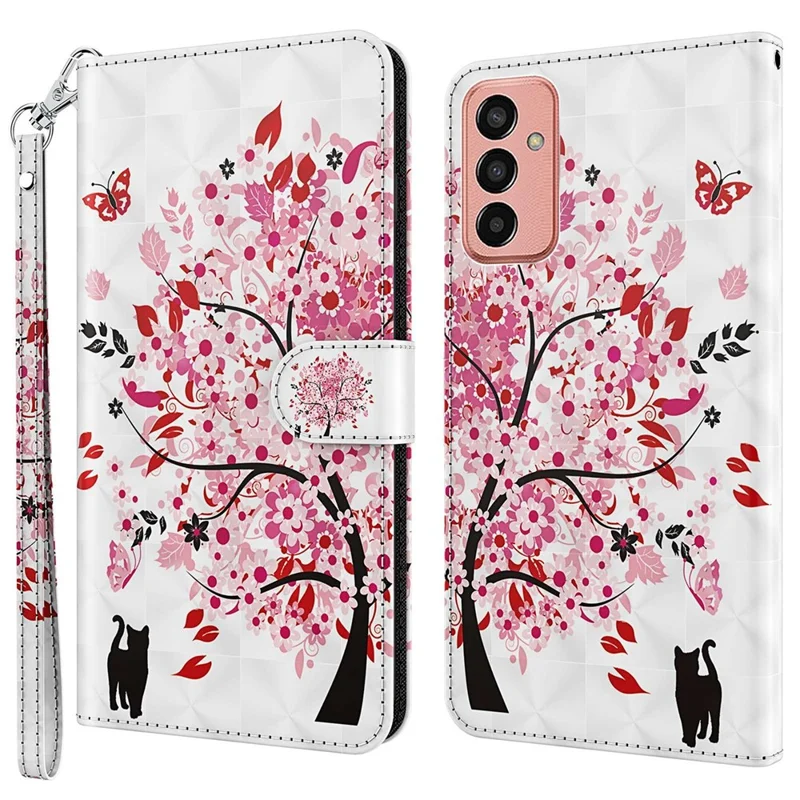 For Samsung Galaxy M13 4G PU Leather Flip Wallet Phone Case Stand Feature 3D Pattern Printing Magnetic Protection Phone Cover with Strap - Wish Tree