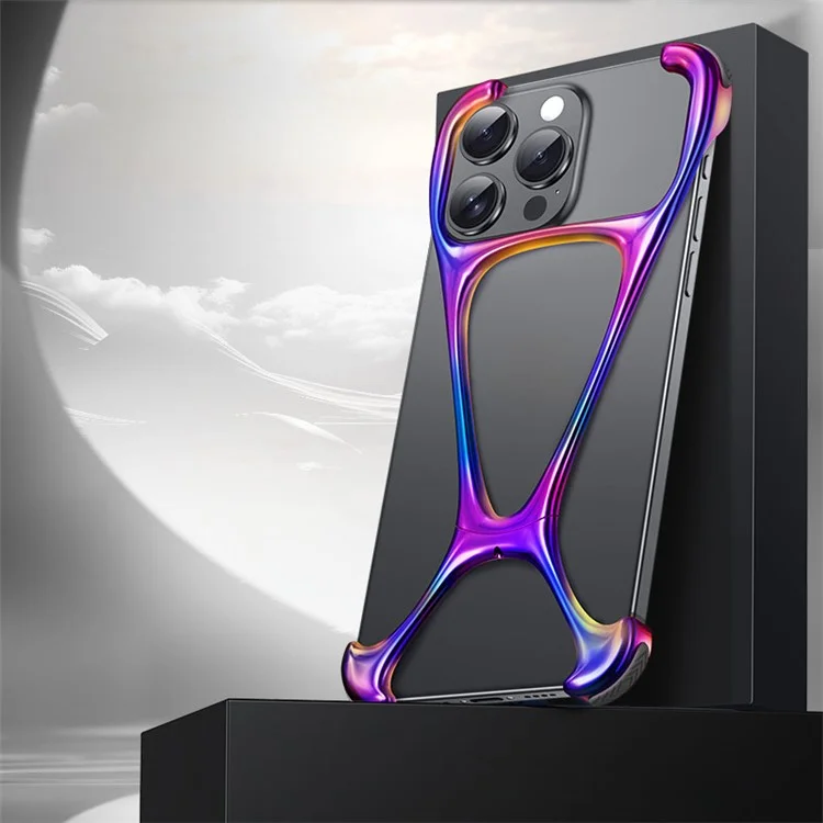 For iPhone 15 Pro Metal Bumper Case Frameless Zinc Alloy Phone Cover - Colorful
