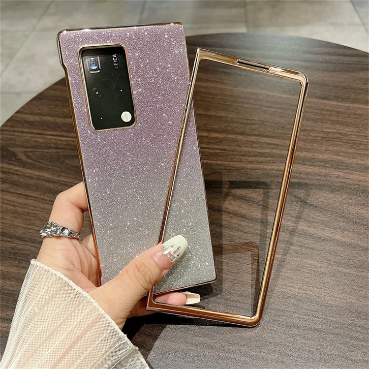 Для Huawei Mate X2 чехол жесткий ПК ударопрочный блестящий глиттер чехол для телефона - градиент фиолетового