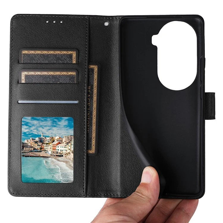 For Oppo Reno11 5G (Global) Stand Case Protective Leather Wallet Phone Cover - Black