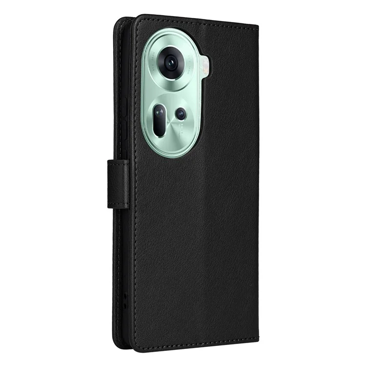 For Oppo Reno11 5G (Global) Stand Case Protective Leather Wallet Phone Cover - Black