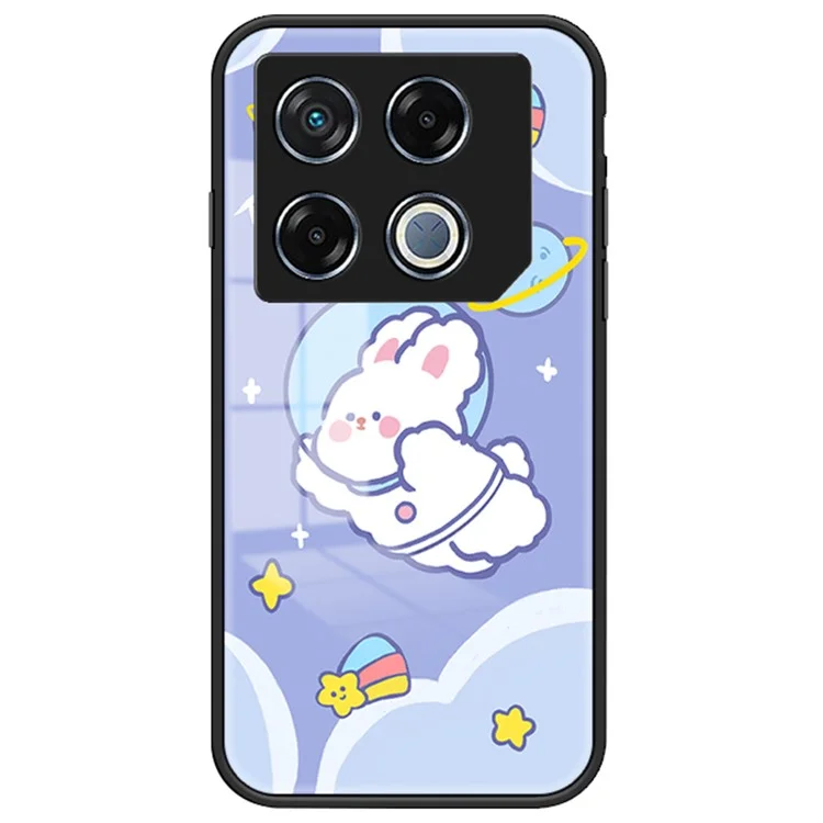 For Infinix GT 20 Pro 5G Case Cartoon Animal Print Tempered Glass Shockproof Phone Cover - Milk Tea Rabbit - Aerospace Rabbit