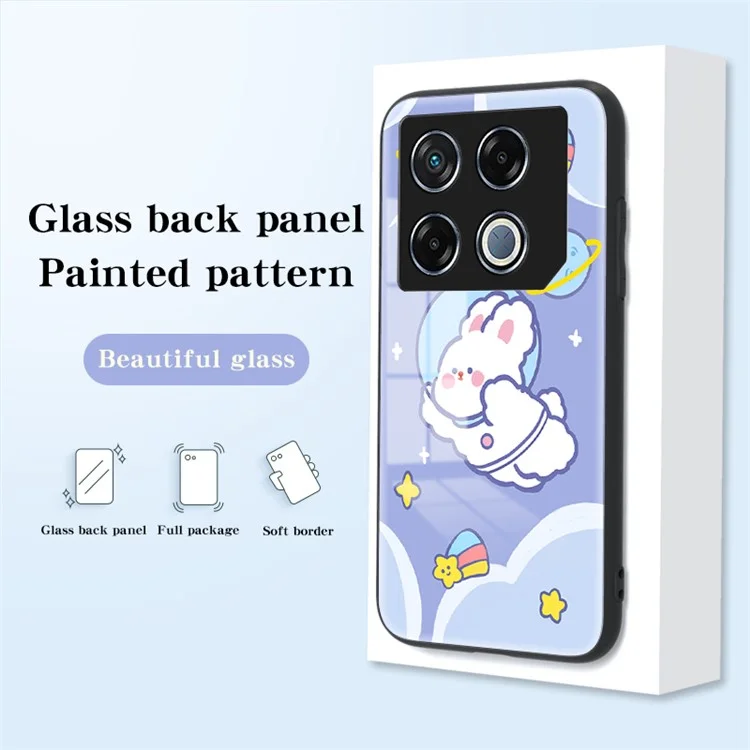 For Infinix GT 20 Pro 5G Case Cartoon Animal Print Tempered Glass Shockproof Phone Cover - Milk Tea Rabbit - Aerospace Rabbit