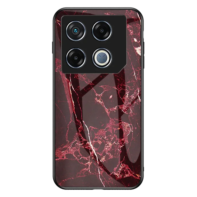 For Infinix GT 20 Pro 5G Tempered Glass Case Marble Pattern Protective Phone Cover - Blood Red Marble