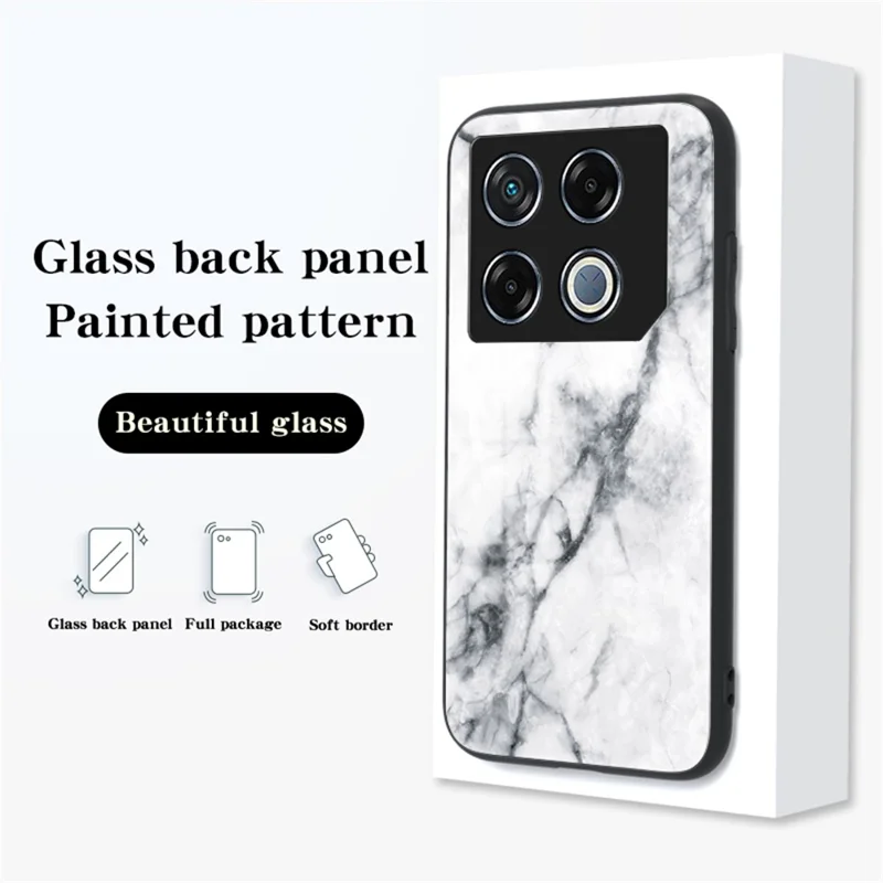 For Infinix GT 20 Pro 5G Tempered Glass Case Marble Pattern Protective Phone Cover - Blood Red Marble