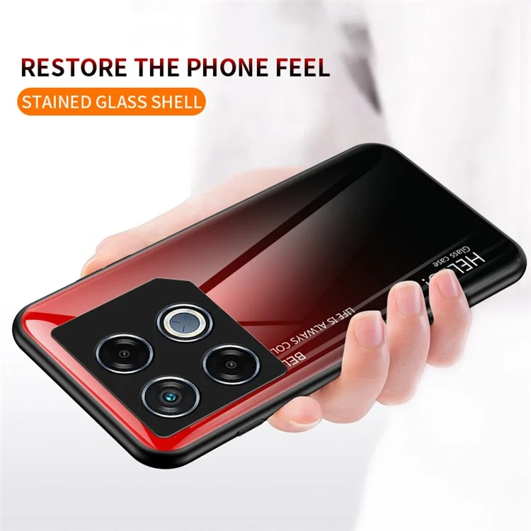 Pour Infinix GT 20 Pro 5G Étui en verre trempé PC + TPU Coque de protection pour téléphone - Dégradé rouge noir