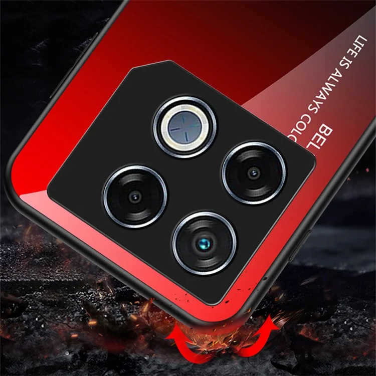 Pour Infinix GT 20 Pro 5G Étui en verre trempé PC + TPU Coque de protection pour téléphone - Dégradé rouge noir