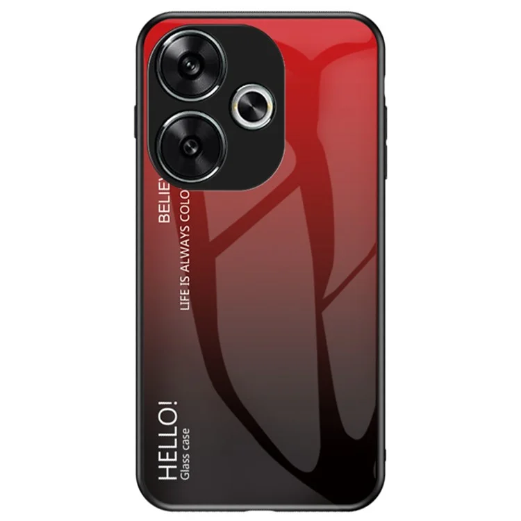For Xiaomi Redmi Turbo 3 5G Tempered Glass Case PC+TPU Protective Phone Cover - Gradient Red Black