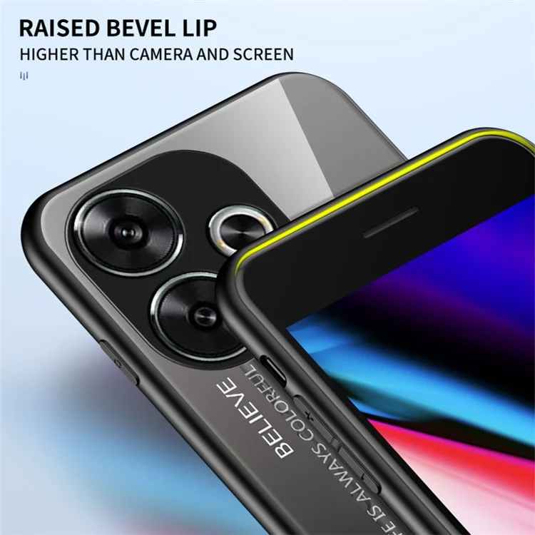 For Xiaomi Redmi Turbo 3 5G Tempered Glass Case PC+TPU Protective Phone Cover - Gradient Red Black