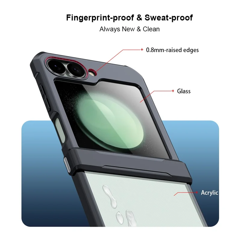 XUNDD Per Samsung Galaxy Z Flip6 5G Case TPU+Acrylic Cerniera Custodia Telefonica con Pellicola per Schermo Posteriore Piccolo