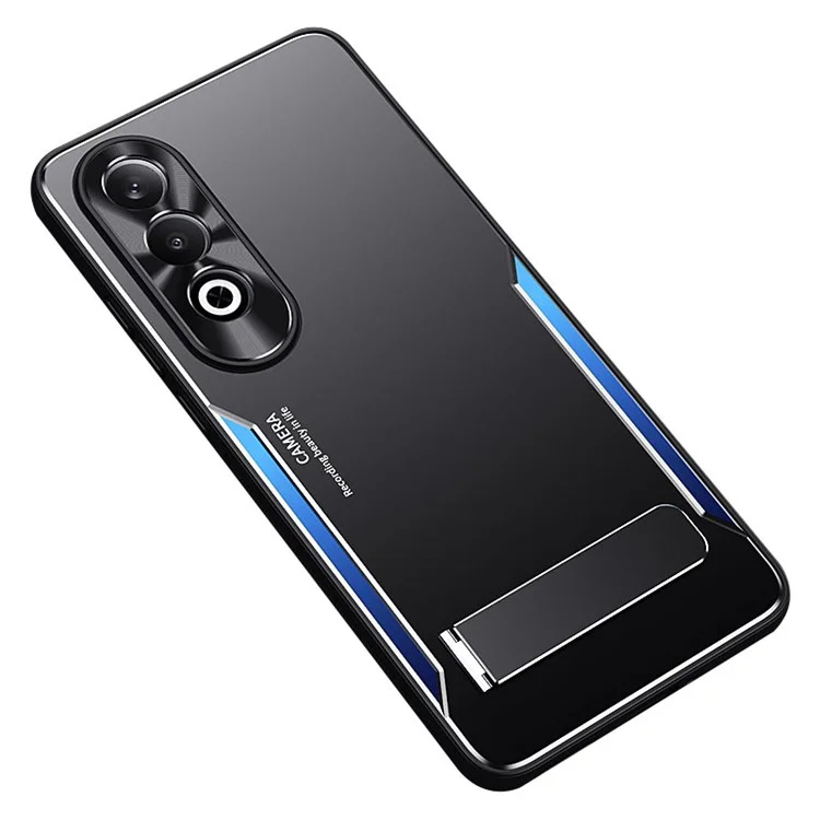 Para o Caso Oppo K12 Capa de Alumínio + Capa de Telefone Móvel Antiarranhões de TPU com Suporte - Azul