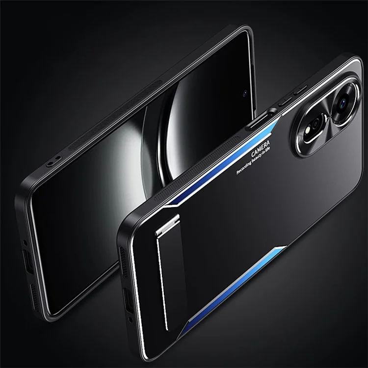 Für Huawei nova 12 SE 4G / nova 11 SE Hülle Aluminiumlegierung + TPU Handyhülle mit Ständer - Blau
