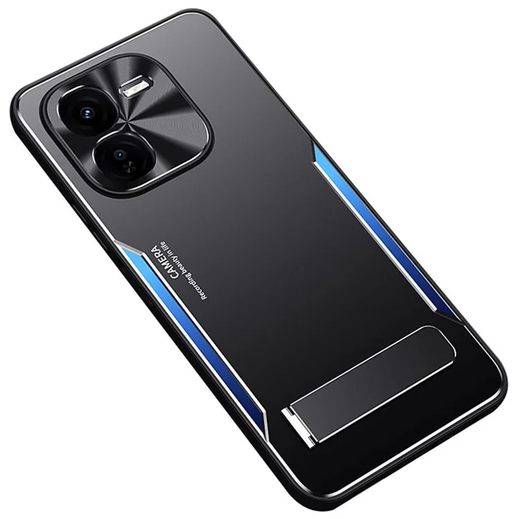 Pour vivo iQOO Z9x 5G Wholesale Case Aluminum Alloy + TPU Shockproof Phone Cover with Kickstand - Blue