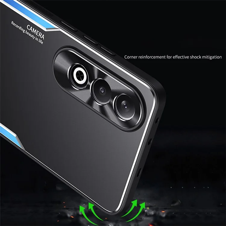 Capa de Telefone Celular para Oppo K12 Alumínio Liga de Alumínio+TPU Capa Traseira à Prova de Choques - Azul