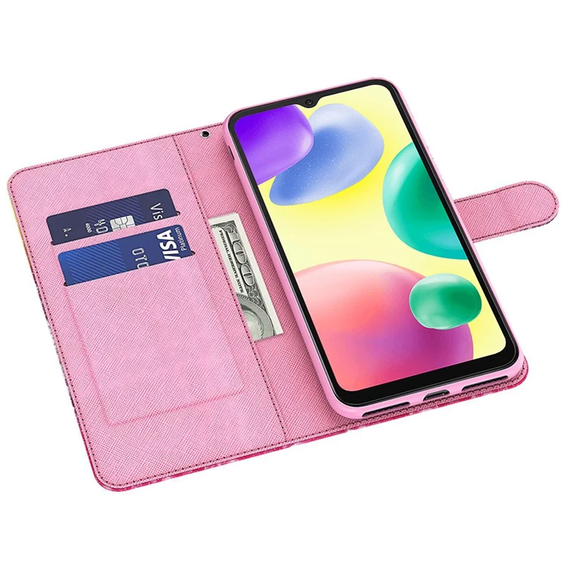 For Xiaomi Redmi 10A Wallet Stand Phone Case 3D Pattern Printing PU Leather Magnetic Flip Shockproof Cover with Strap - Wish Tree