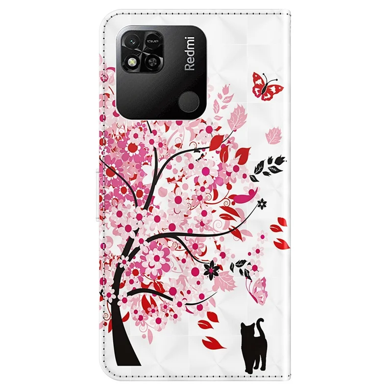 For Xiaomi Redmi 10A Wallet Stand Phone Case 3D Pattern Printing PU Leather Magnetic Flip Shockproof Cover with Strap - Wish Tree