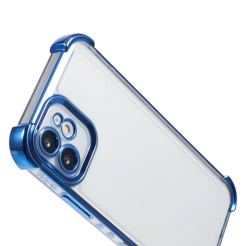 For iPhone 11 Electroplating Phone Case Heart Pattern Edge TPU Phone Back Cover - Blue