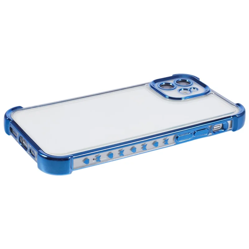 For iPhone 11 Electroplating Phone Case Heart Pattern Edge TPU Phone Back Cover - Blue