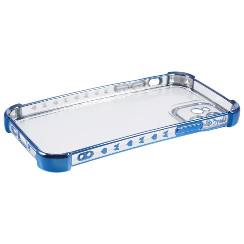 For iPhone 11 Electroplating Phone Case Heart Pattern Edge TPU Phone Back Cover - Blue