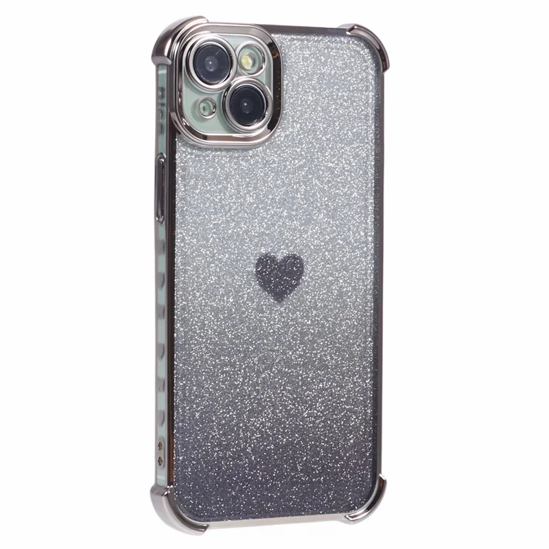 For iPhone 14 Plus TPU Phone Shell Glittery Powder Decor Phone Cover Drop Protection Phone Case - Grey