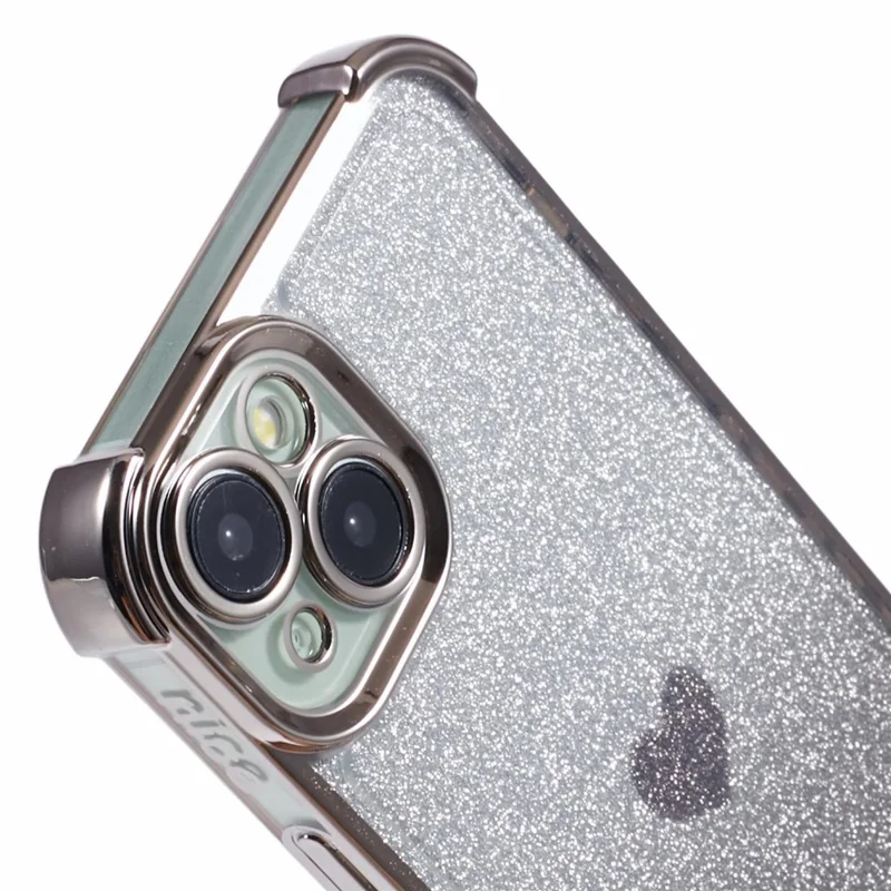 For iPhone 14 Plus TPU Phone Shell Glittery Powder Decor Phone Cover Drop Protection Phone Case - Grey