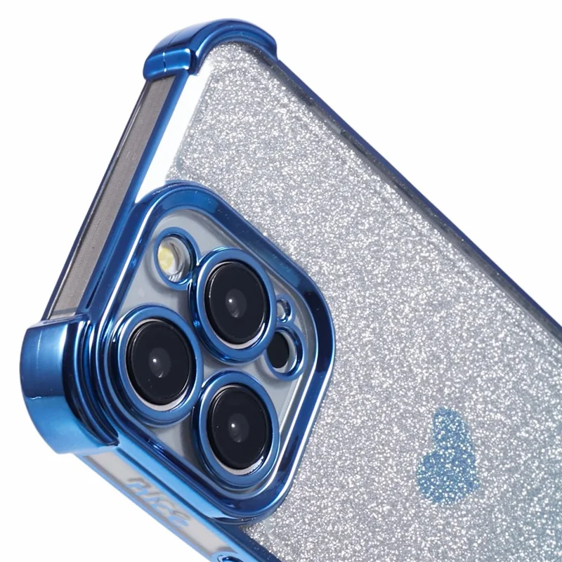 For iPhone 12 Pro Drop Protection Phone Case Heart Pattern TPU Glittery Powder Phone Cover - Blue