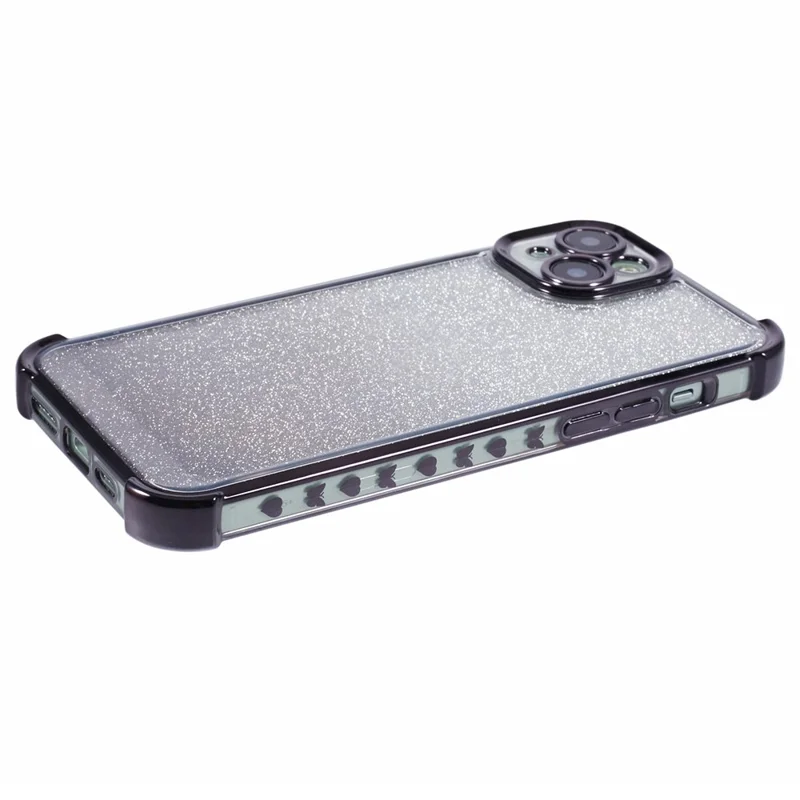 For iPhone 14 Anti-Fall Phone Case Glitter Gradient Electroplating TPU Phone Cover - Black