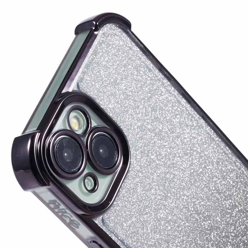 For iPhone 14 Anti-Fall Phone Case Glitter Gradient Electroplating TPU Phone Cover - Black