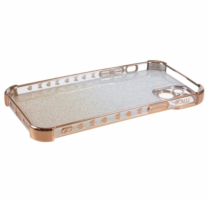 For iPhone 14 Plus Cell Phone Cover Glitter Gradient Electroplating Anti-Fall TPU Phone Case - Gold