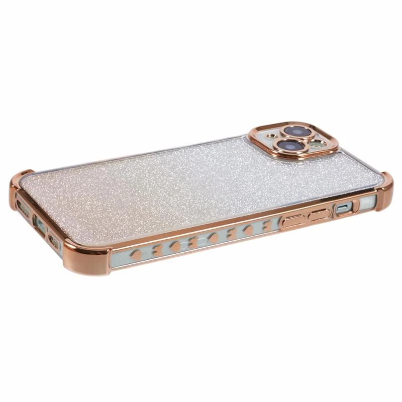 For iPhone 14 Plus Cell Phone Cover Glitter Gradient Electroplating Anti-Fall TPU Phone Case - Gold