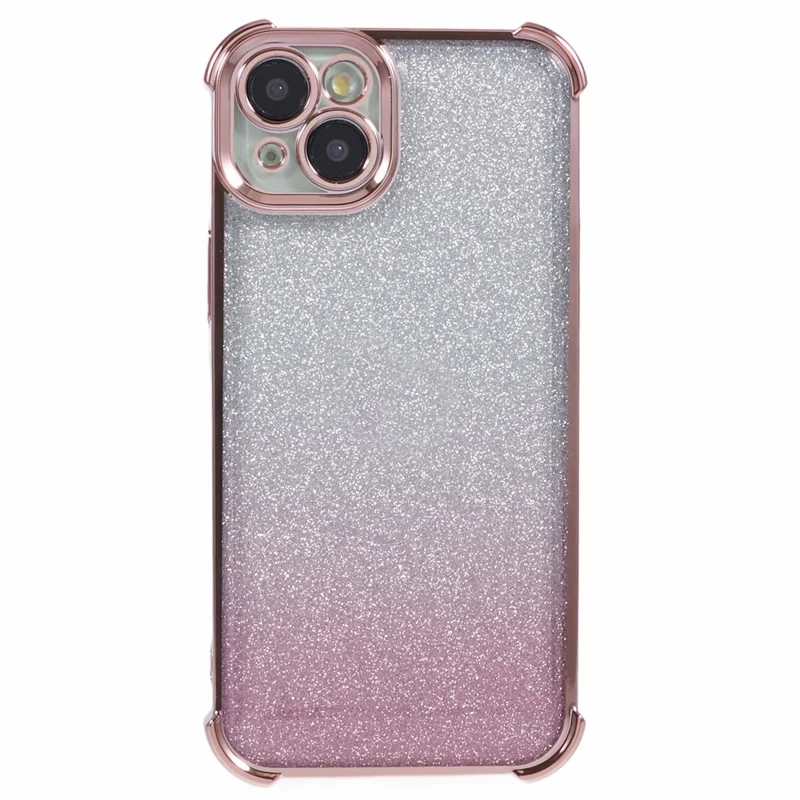 Für iPhone 14 Plus Handy-Cover Glitzer Gradient Elektrolytische Anti-Fall TPU Handyhülle - Pink