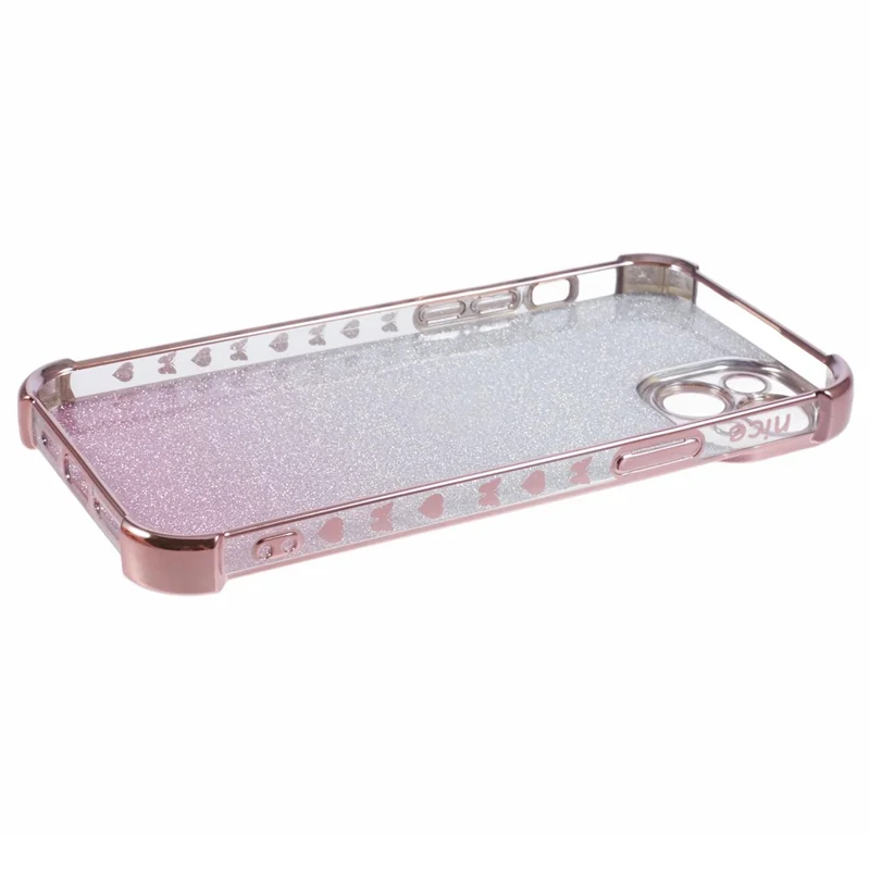 Für iPhone 14 Plus Handy-Cover Glitzer Gradient Elektrolytische Anti-Fall TPU Handyhülle - Pink