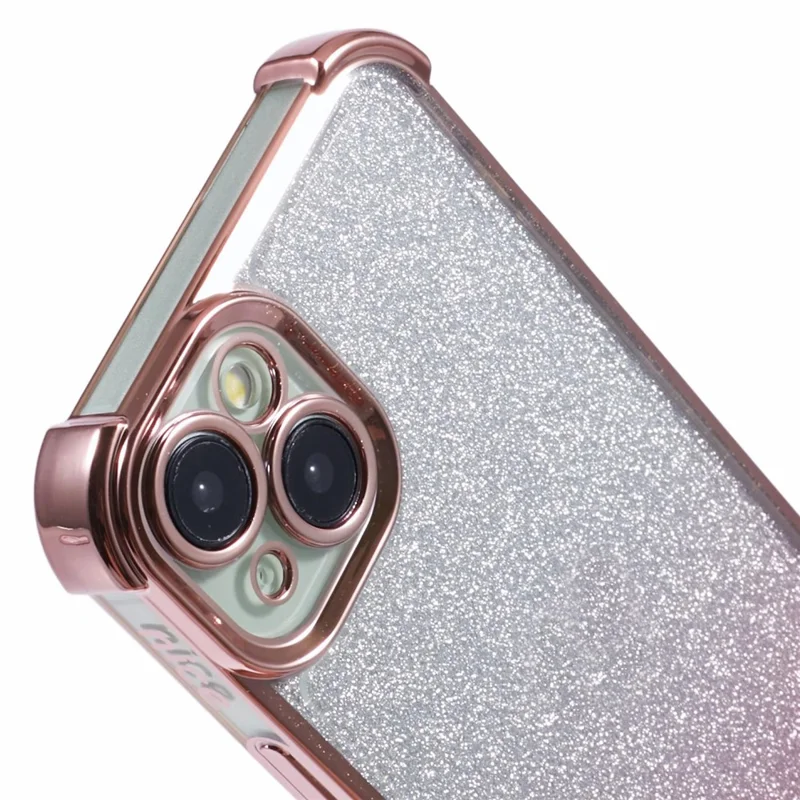 Für iPhone 14 Plus Handy-Cover Glitzer Gradient Elektrolytische Anti-Fall TPU Handyhülle - Pink