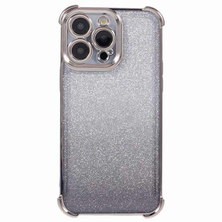 For iPhone 12 Pro Max Case Electroplating TPU Glitter Gradient Phone Protective Cover - Grey