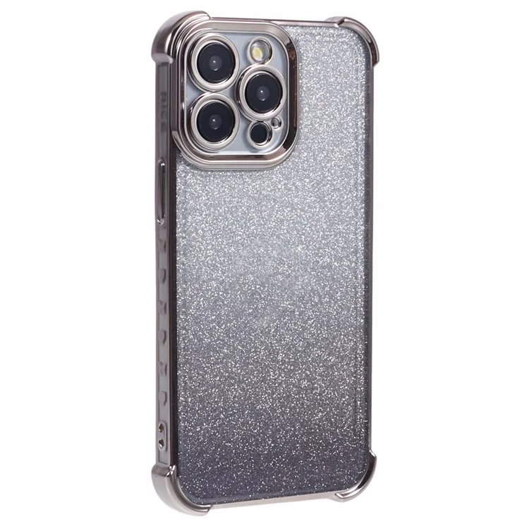 For iPhone 12 Pro Max Case Electroplating TPU Glitter Gradient Phone Protective Cover - Grey