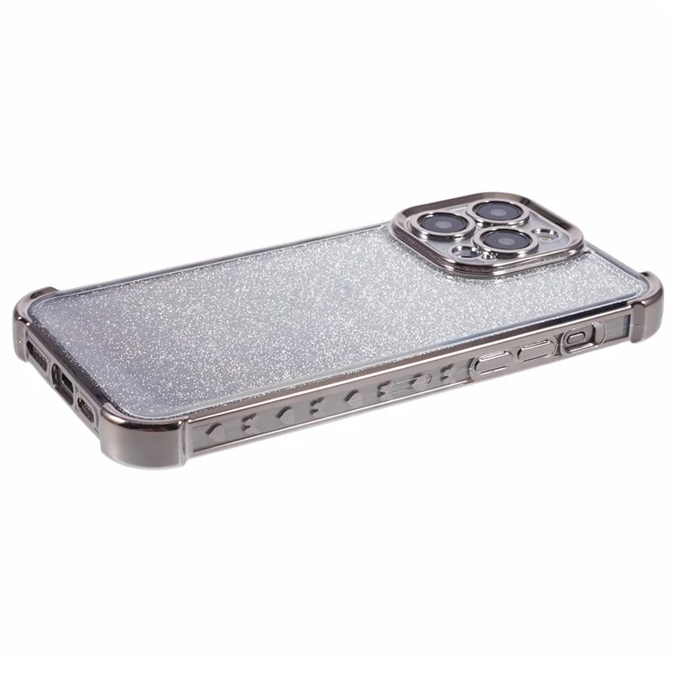 For iPhone 12 Pro Max Case Electroplating TPU Glitter Gradient Phone Protective Cover - Grey