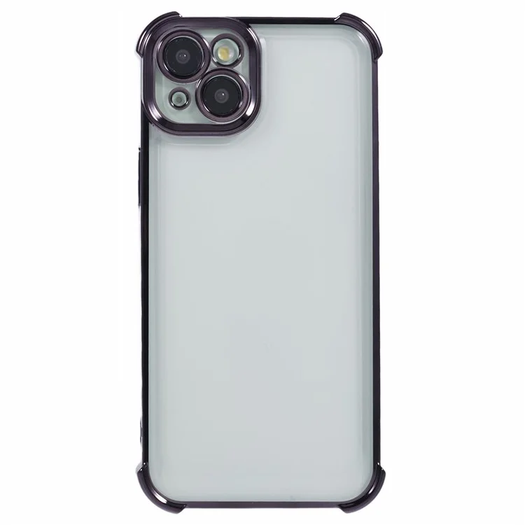 Für iPhone 13 Case Electroplating Heart Pattern Edge TPU Clear Phone Cover - Schwarz