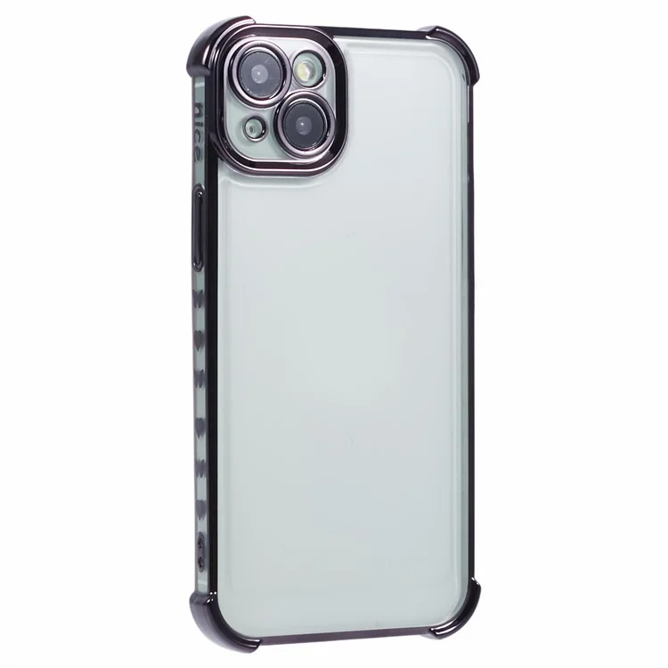 Für iPhone 13 Case Electroplating Heart Pattern Edge TPU Clear Phone Cover - Schwarz