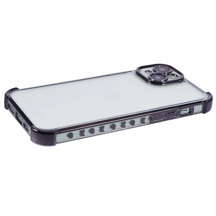 Für iPhone 13 Case Electroplating Heart Pattern Edge TPU Clear Phone Cover - Schwarz