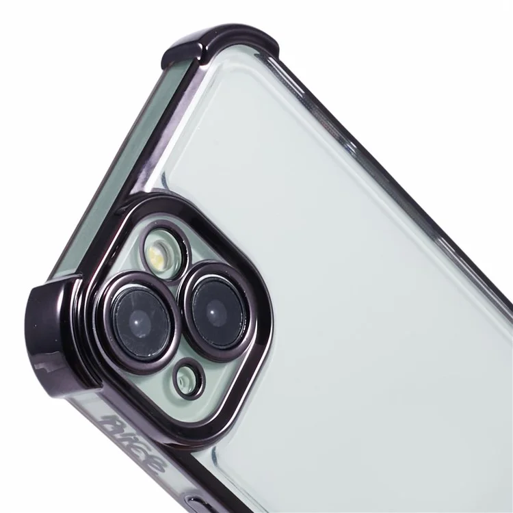 Für iPhone 13 Case Electroplating Heart Pattern Edge TPU Clear Phone Cover - Schwarz