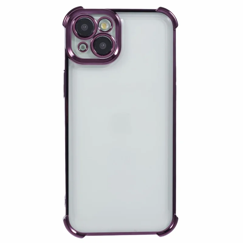 For iPhone 14 Plus Cover Love Heart Edge Electroplating TPU Anti-drop Phone Case - Dark Purple