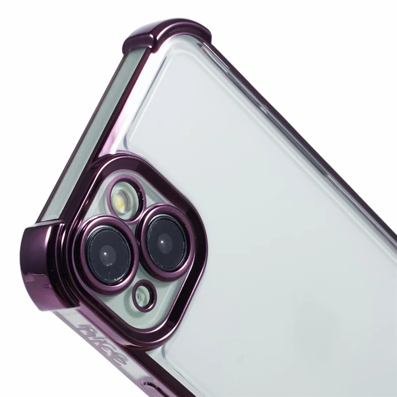 For iPhone 14 Plus Cover Love Heart Edge Electroplating TPU Anti-drop Phone Case - Dark Purple
