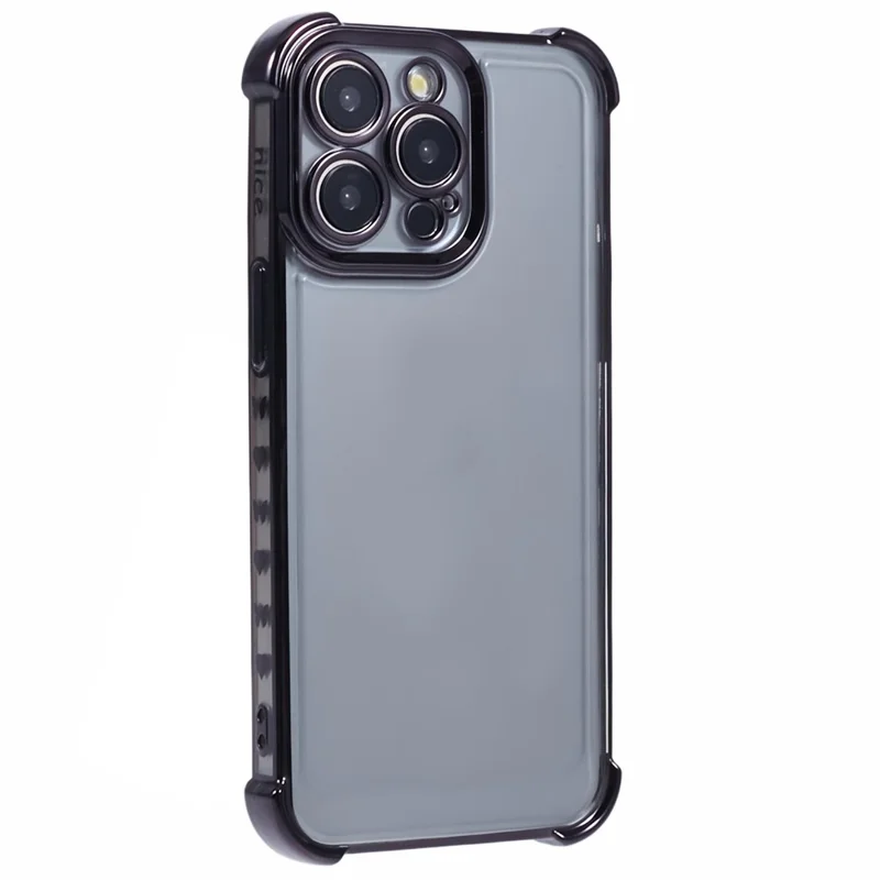 For iPhone 12 Pro Max Case Love Heart Frame Electroplated TPU Phone Cover - Black