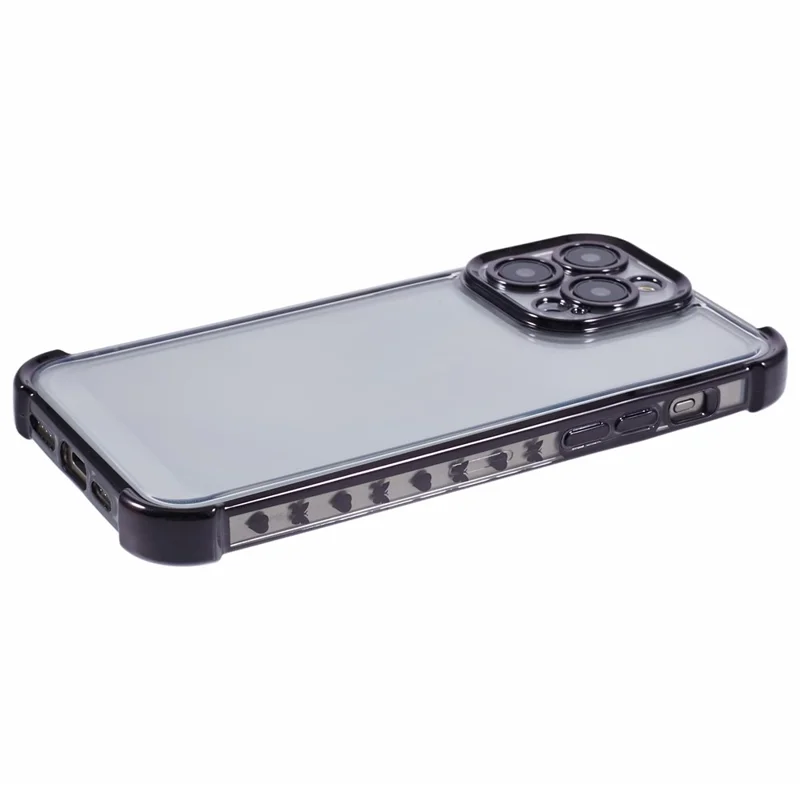 For iPhone 12 Pro Max Case Love Heart Frame Electroplated TPU Phone Cover - Black