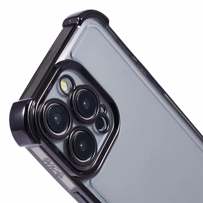 For iPhone 12 Pro Max Case Love Heart Frame Electroplated TPU Phone Cover - Black