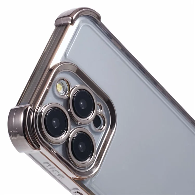 For iPhone 12 Pro Case Electroplating Heart Pattern Edge TPU Phone Back Cover - Grey