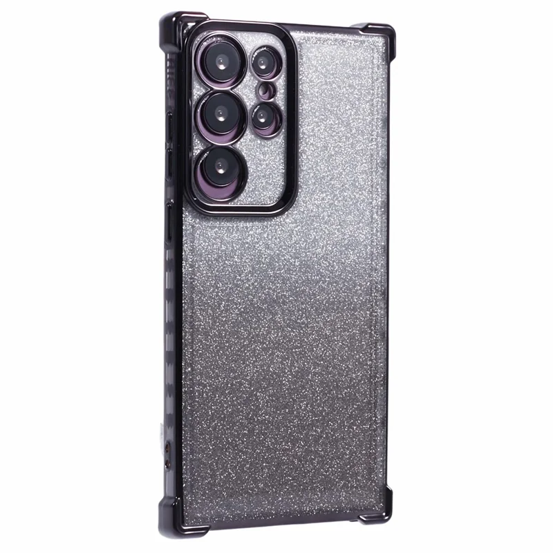 Per Samsung Galaxy S22 Ultra 5G Case TPU Glitter Gradien Phone Cover Love Heart Pattern Frame - Nero