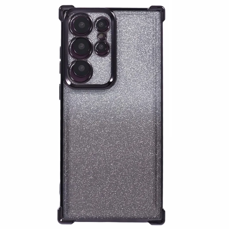 Per Samsung Galaxy S22 Ultra 5G Case TPU Glitter Gradien Phone Cover Love Heart Pattern Frame - Nero